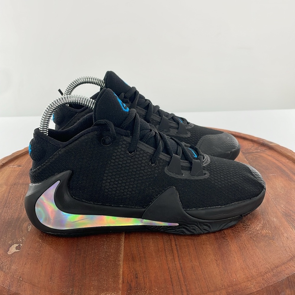 Nike Kids Black Sneakers with Iridescent Swoosh